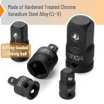 Bates- Impact Socket Adapter and Reducer Set, 5 pcs, 1/4", 3/8", 1/2", 3/4" Drive Impact Socket Adapter Set, 1/2 to 3/8 Socket Adapter, 3/8 to 1/2 Socket Adapter, 1/2 to 3/8 Impact Adapter Set