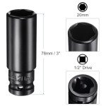 uxcell 1/2" Drive 20mm 6-Point Deep Sockets 3" Length with 1/2" to 1/4" Hex Shank Adapters Phosphate Coated, CR-V Steel Socket Adapter Accessory Set Kit for Hex Bolts Nuts