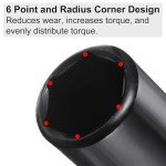 uxcell 1/2" Drive 20mm 6-Point Deep Sockets 3" Length with 1/2" to 1/4" Hex Shank Adapters Phosphate Coated, CR-V Steel Socket Adapter Accessory Set Kit for Hex Bolts Nuts