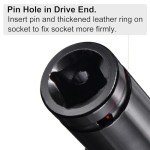 uxcell 1/2" Drive 20mm 6-Point Deep Sockets 3" Length with 1/2" to 1/4" Hex Shank Adapters Phosphate Coated, CR-V Steel Socket Adapter Accessory Set Kit for Hex Bolts Nuts