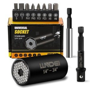 LLNDEI Super Universal Socket Tools Gifts for Men, Self-Adjusting Socket for Standard 1/4'' - 3/4'' Metric 7mm-19mm, Adapter Socket for Ratchet and Drill, Cool Men's Gadgets for Dad