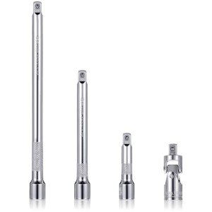 4Pcs 1/4 Inch Drive Extension Bar Set, Swivel Socket Set 2, 4, and 6 Inch Extensions and 1/4 Inch drive Universal Joint Socket