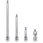 4Pcs 1/4 Inch Drive Extension Bar Set, Swivel Socket Set 2, 4, and 6 Inch Extensions and 1/4 Inch drive Universal Joint Socket