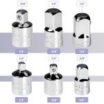 Auniwaig Socket Adapter and Reducer Set 6pcs, 1/4" 3/8" 1/2" SAE Drive Socket Adapter Kit, Square Ratchet Wrench Socket Extension & Converter for Car and Construction Work, Cr-V Steel