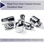Auniwaig Socket Adapter and Reducer Set 6pcs, 1/4" 3/8" 1/2" SAE Drive Socket Adapter Kit, Square Ratchet Wrench Socket Extension & Converter for Car and Construction Work, Cr-V Steel