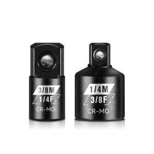 BLACKROBOT 2PCS Socket Adapter and Reducer Set, 3/8" to 1/4" & 1/4" to 3/8" Impact Socket Adapter Set, SAE Drive Cr-Mo Steel Exceeds ANSI Standards, Square Drive Adapter for Impact Driver Wrench