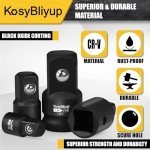 KosyBliyup 5 Piece Impact Socket Adapter Set,Standard SAE,1/4" 3/8" 1/2"Square Adapter and Reducer Conversion Set For Impact Driver Conversions,CR-V Steel