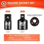 BLACKROBOT 2PCS Socket Adapter and Reducer Set, 3/8" to 1/4" & 1/4" to 3/8" Impact Socket Adapter Set, SAE Drive Cr-Mo Steel Exceeds ANSI Standards, Square Drive Adapter for Impact Driver Wrench