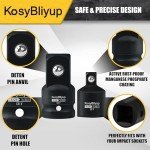 KosyBliyup 5 Piece Impact Socket Adapter Set,Standard SAE,1/4" 3/8" 1/2"Square Adapter and Reducer Conversion Set For Impact Driver Conversions,CR-V Steel