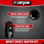 Upenjok 4 Piece Impact Socket Adapter Set, Standard SAE Size, 1/4" 3/8" 1/2" Drive Socket Wrench Converter Adapter, Cr-Mo Steel, Square Adapter Reducer Set for Impact Driver