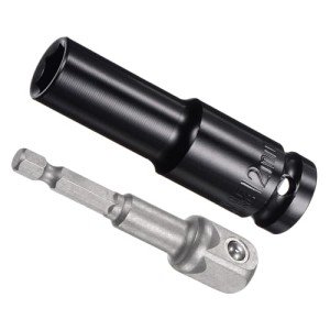 CoCud Deep Socket Set, 12mm Socket 3" Length 1/2" Drive, CR-V 6-Point Drive Socket Accessory Set with 1/4" Socket Adapter - (Applications: for Electric Hand Drill Screwdriver)