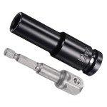 CoCud Deep Socket Set, 12mm Socket 3" Length 1/2" Drive, CR-V 6-Point Drive Socket Accessory Set with 1/4" Socket Adapter - (Applications: for Electric Hand Drill Screwdriver)