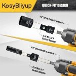 KosyBliyup 5 Piece Impact Socket Adapter Set,Standard SAE,1/4" 3/8" 1/2"Square Adapter and Reducer Conversion Set For Impact Driver Conversions,CR-V Steel