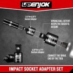 Upenjok 4 Piece Impact Socket Adapter Set, Standard SAE Size, 1/4" 3/8" 1/2" Drive Socket Wrench Converter Adapter, Cr-Mo Steel, Square Adapter Reducer Set for Impact Driver