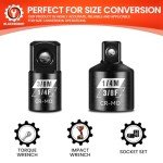 BLACKROBOT 2PCS Socket Adapter and Reducer Set, 3/8" to 1/4" & 1/4" to 3/8" Impact Socket Adapter Set, SAE Drive Cr-Mo Steel Exceeds ANSI Standards, Square Drive Adapter for Impact Driver Wrench