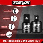Upenjok 4 Piece Impact Socket Adapter Set, Standard SAE Size, 1/4" 3/8" 1/2" Drive Socket Wrench Converter Adapter, Cr-Mo Steel, Square Adapter Reducer Set for Impact Driver