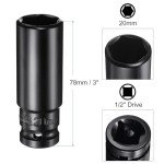 uxcell 1/2" Drive 20mm 6-Point Deep Sockets 3" Length with 1/2" to 1/4" Hex Shank Adapters Electroplated, CR-V Steel Socket Adapter Accessory Set Kit for Hex Bolts Nuts