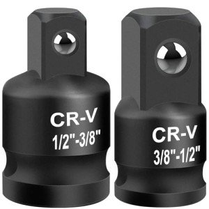 2PCS Impact Socket Adapter and Reducer Set, 1/2" to 3/8" & 3/8" to 1/2" Inch Square Drive Wrench Adapter, CR-MO Steel, for Drill, Breaker Bar, Ratchet Drive, Christmas Stocking Stuffers for Adults