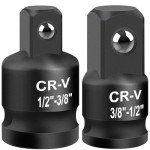2PCS Impact Socket Adapter and Reducer Set, 1/2" to 3/8" & 3/8" to 1/2" Inch Square Drive Wrench Adapter, CR-MO Steel, for Drill, Breaker Bar, Ratchet Drive, Christmas Stocking Stuffers for Adults