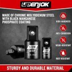 Upenjok 4 Piece Impact Socket Adapter Set, Standard SAE Size, 1/4" 3/8" 1/2" Drive Socket Wrench Converter Adapter, Cr-Mo Steel, Square Adapter Reducer Set for Impact Driver