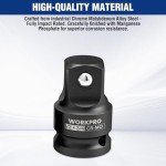 WORKPRO 1/2" F to 3/4" M Impact Socket Adapter, Cr-Mo Steel, Socket Adapter Set for Impact Driver Conversions, Square Drive Reducer for Impact Driver Wrench