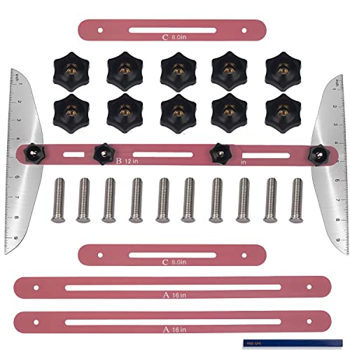 Stair Tread Template Tool Stair Tread Jig Stair Gauge Scribe - Stair Measuring Tool Layout Tool Cutting Guide Tool for StairTreads, Risers, Drywall and Partitions, 11.4in-60.7in Length Upgraded