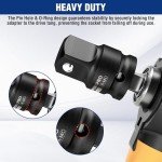 WORKPRO 1/2" F to 3/4" M Impact Socket Adapter, Cr-Mo Steel, Socket Adapter Set for Impact Driver Conversions, Square Drive Reducer for Impact Driver Wrench