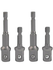1/4 hex to 1/2 socket adapter,1/4" Hex to 1/2" Square Socket Bit Adapter,Power Tool Replacement Part Adapter Suitable for Drill Driver Socket Driver Electric and Pneumatic Drill (4 Pieces)
