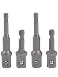 1/4 hex to 1/2 socket adapter,1/4" Hex to 1/2" Square Socket Bit Adapter,Power Tool Replacement Part Adapter Suitable for Drill Driver Socket Driver Electric and Pneumatic Drill (4 Pieces)