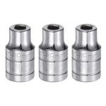 HARFINGTON 3pcs 6-Point Socket 1/2" Drive 9mm Metric 1.5" Length 45# Steel Shallow Sockets Mirror Polishing Chrome Sockets for Car Repair Mechanical Maintenance Home Use