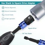 YOSIGHT 3Pcs Power Extension Bar Set, 1/4 In. Hex Shank Driver Socket Adapter for Drill 1/4 In. 3/8 In. 1/2 In. Chrome Vanadium Steel Adapter