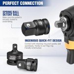 WORKPRO 1/2" F to 3/4" M Impact Socket Adapter, Cr-Mo Steel, Socket Adapter Set for Impact Driver Conversions, Square Drive Reducer for Impact Driver Wrench