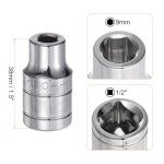 HARFINGTON 3pcs 6-Point Socket 1/2" Drive 9mm Metric 1.5" Length 45# Steel Shallow Sockets Mirror Polishing Chrome Sockets for Car Repair Mechanical Maintenance Home Use