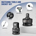 WORKPRO 1/2" F to 3/4" M Impact Socket Adapter, Cr-Mo Steel, Socket Adapter Set for Impact Driver Conversions, Square Drive Reducer for Impact Driver Wrench
