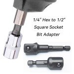 1/4 hex to 1/2 socket adapter,1/4" Hex to 1/2" Square Socket Bit Adapter,Power Tool Replacement Part Adapter Suitable for Drill Driver Socket Driver Electric and Pneumatic Drill (4 Pieces)
