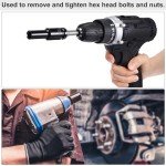 uxcell 1/2" Drive 20mm 6-Point Deep Sockets 3" Length with 1/2" to 1/4" Hex Shank Adapters Electroplated, CR-V Steel Socket Adapter Accessory Set Kit for Hex Bolts Nuts