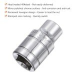 HARFINGTON 3pcs 6-Point Socket 1/2" Drive 9mm Metric 1.5" Length 45# Steel Shallow Sockets Mirror Polishing Chrome Sockets for Car Repair Mechanical Maintenance Home Use