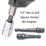 1/4 hex to 3/8 Socket Adapter,1/4" Hex to 3/8" Square Socket Bit Adapter,Power Tool Replacement Part Adapter Suitable for Drill Driver Socket Driver Electric and Pneumatic Drill (4 Pieces)
