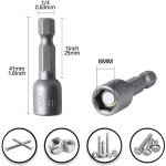 10 pieces Magnetic Socket Adapter 8mm, Fixinus 1/4" Hex Socket Adapter Drill Bit Nut Driver Set Socket Wrench Extension for Power Tools, 42mm Length