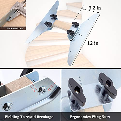 Stair Treads Gauge Template Tool, Stair Tread Jig, Zinc Plated Steel Stair Treads Measuring Tool for Stairs, Risers, Partitions, Shelf Layout and Cutting Drywall