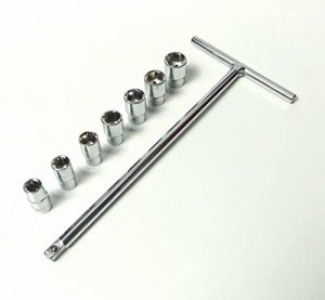 4 MECH 1/4" Drive T-Handle With (7, 8, 9, 10, 11, 12, 13 Mm) 7 Sockets, Hardened Chrome Vanadium Steel, Anti-Slip & Anti-Corrosion Properties (Combo 5)