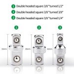 Aerzenevan 3pcs 1/2",1/4" and 3/8" Square Drive Adapters,Double-head External Square Internal Hexagonal Connector Electric Wrench
