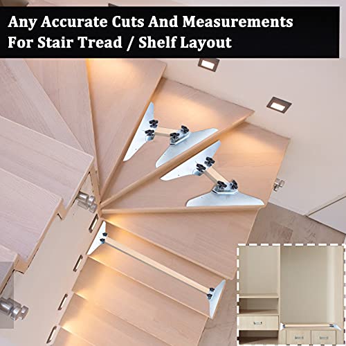Stair Treads Gauge Template Tool, Stair Tread Jig, Zinc Plated Steel Stair Treads Measuring Tool for Stairs, Risers, Partitions, Shelf Layout and Cutting Drywall