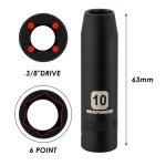 MIXPOWER 6PCS 3/8"Drive 10mm Deep&Shallow Socket, 6 Point & 12 Point, CR-V, Metric, Black Phosphate Finish…