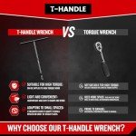 Upenjok T-Handle Wrench Socket 10mm, 6-Point T Wrench Set Metric Size, Chrome Vanadium Steel, Lug Tool Socket with Long Reach for Motorcycle Bicycle Car Repair