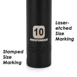 MIXPOWER 6PCS 3/8"Drive 10mm Deep&Shallow Socket, 6 Point & 12 Point, CR-V, Metric, Black Phosphate Finish…
