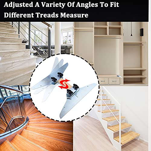 Stair Treads Gauge Template Tool, Stair Tread Jig, Zinc Plated Steel Stair Treads Measuring Tool for Stairs, Risers, Partitions, Shelf Layout and Cutting Drywall