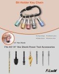 FiLwW Bit Holder Keychain,5Pcs 1/4 Quick Release Driver Bit Catchers Tool Gifts for Men,Stripe Quick-Change Extension Bar Keychain Drill Screw Adapter Portable for Organizer Tool Pouch,Tool Bag