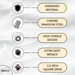 4 MECH 1/2" Drive Sockets and Combos, Heavy Duty use, Workshop, Garages Chrome Vanadium Steel, Rust Free Hardened and Tempered, Anti-Slip & Anti-Corrosion properties