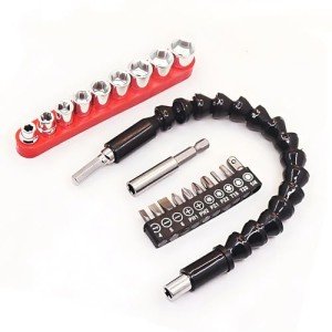 21pcs Flexible Drill Bit Extension, Wrench Extender Drill Bit Holder Set, Flexible Screwdriver Socket Wrench Shaft Tip, Universal Tools Screwdriver Bit Kit